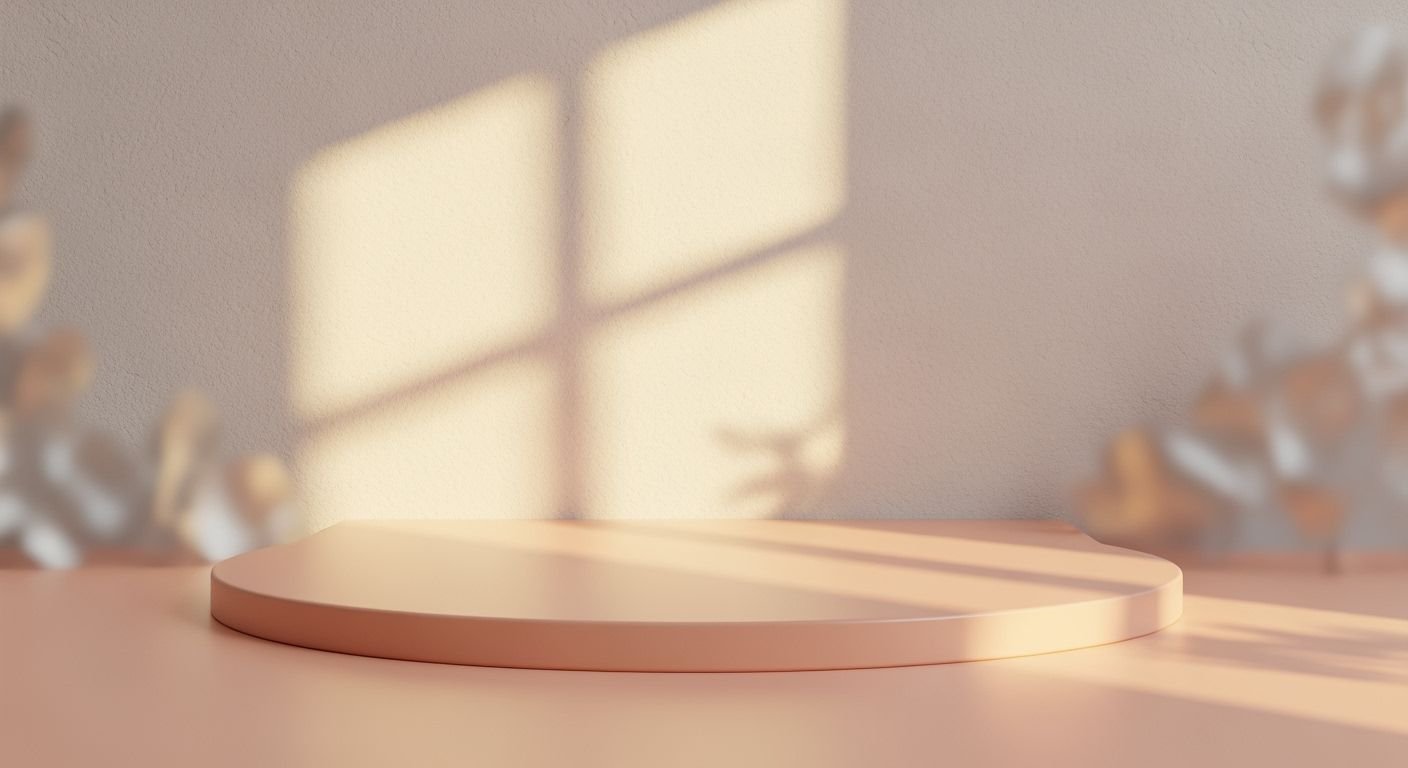 Round table with a plant on top of it Background Image
