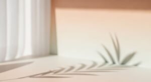 Shadow of a palm tree on a window sill Background Image