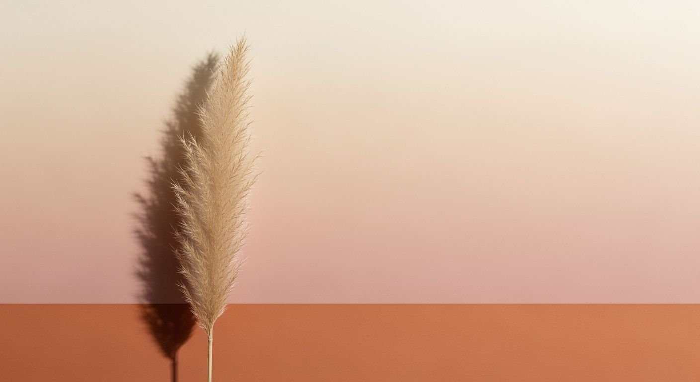 Single pampas grass in a vase on a table Background Image