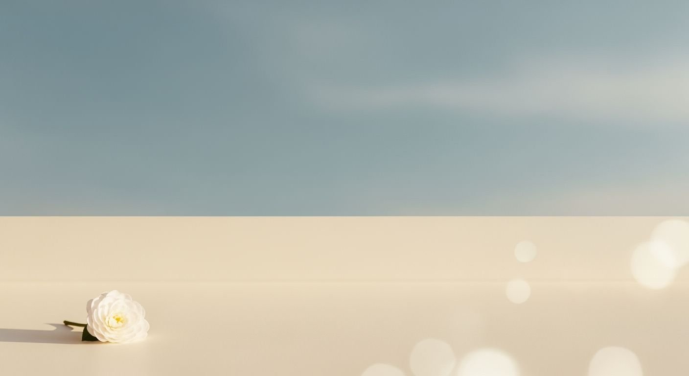 Single white flower sitting on top of a table Background Image
