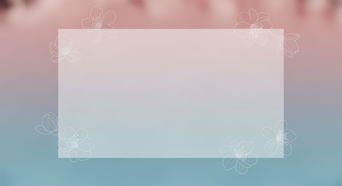 Square frame with white flowers on a blue and pink background Background Image