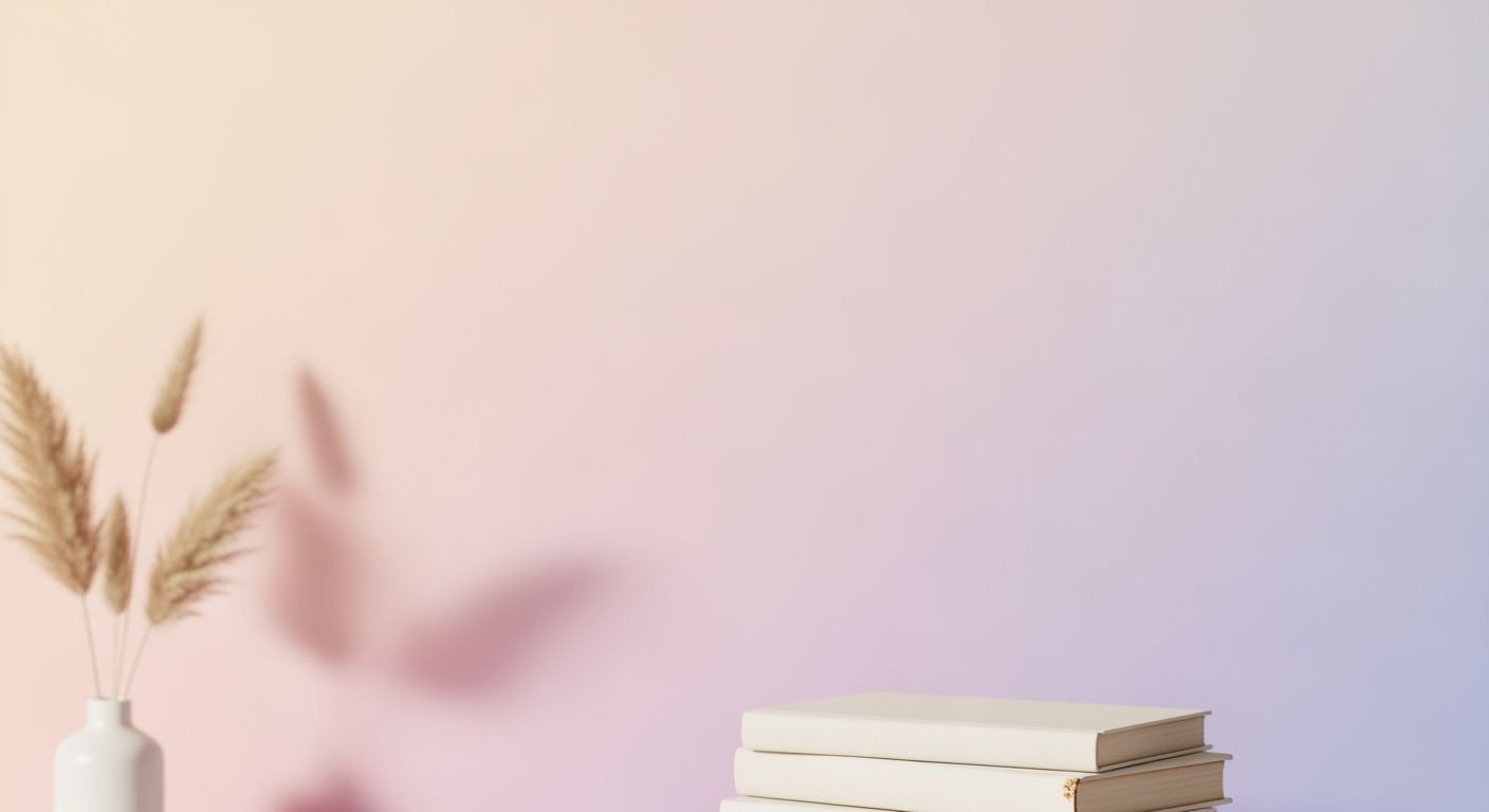 Stack of books sitting on top of a table next to a vase Background Image