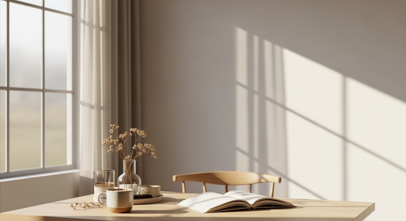 Table with a book and a cup of coffee on it Background Image