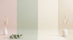 Two vases with plants in them sitting on a table Background Image