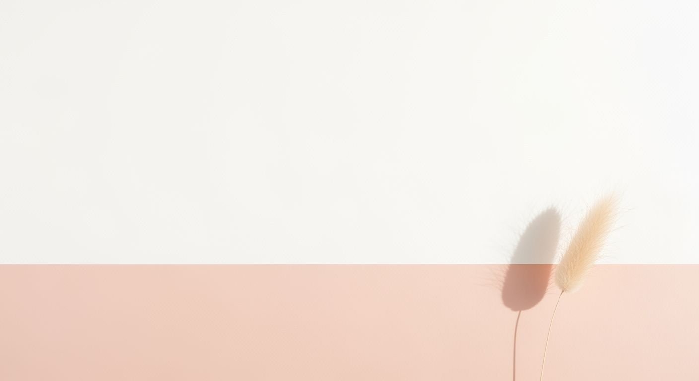 Two white feathers on a pink and white background Background Image