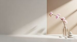 Vase filled with pink flowers sitting on top of a table Background Image