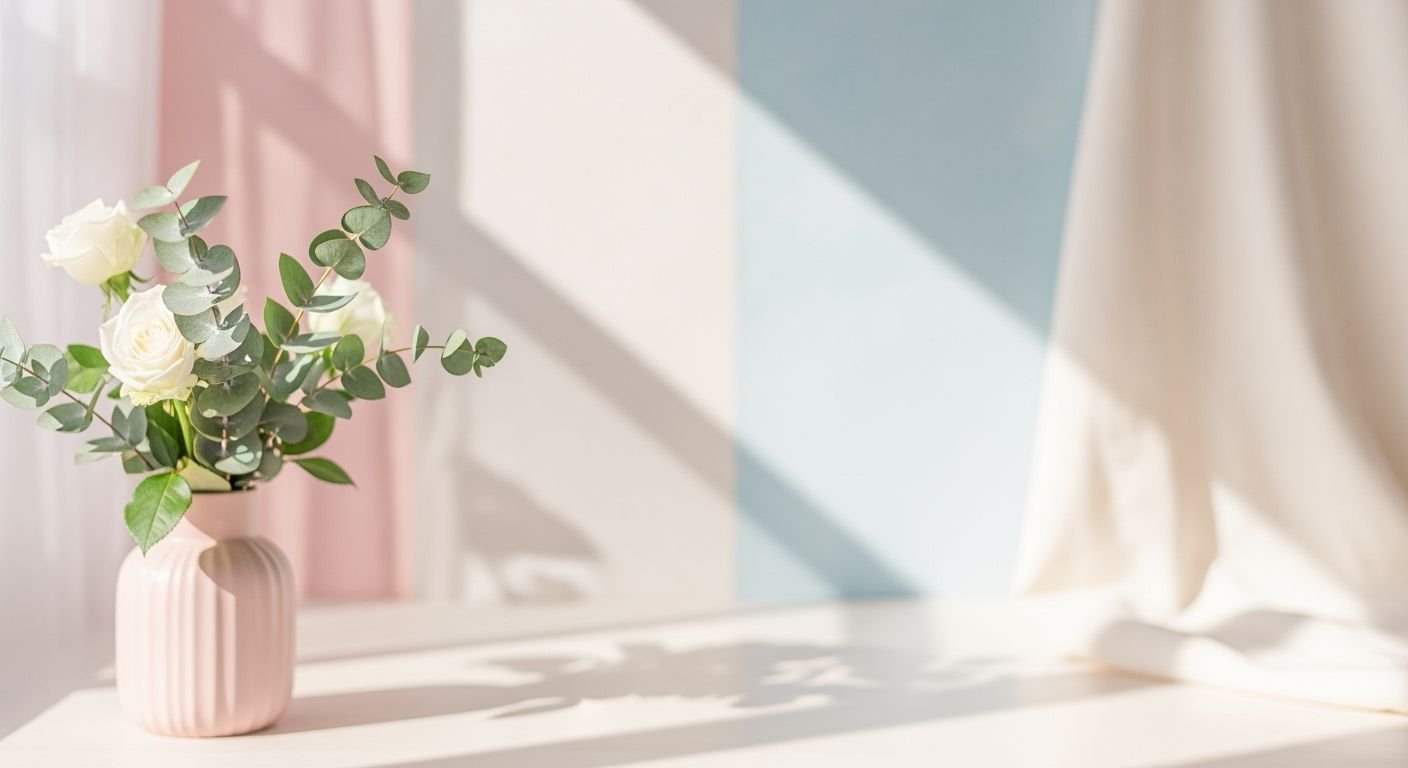 Vase filled with white roses sitting on top of a table Background Image