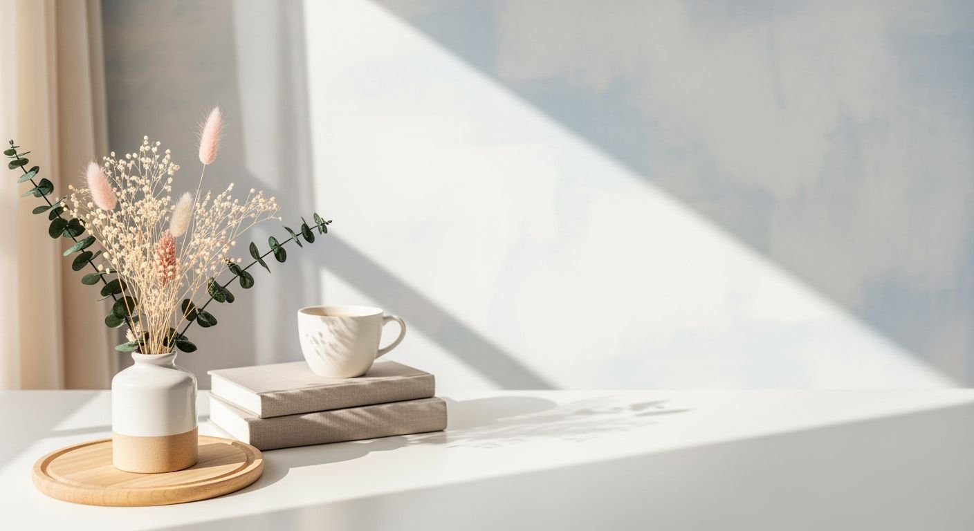 Vase of flowers sitting on top of a white table Background Image