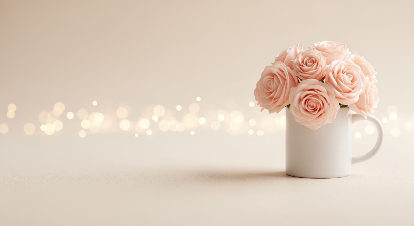 Vase of pink roses sitting on top of a table Background Image