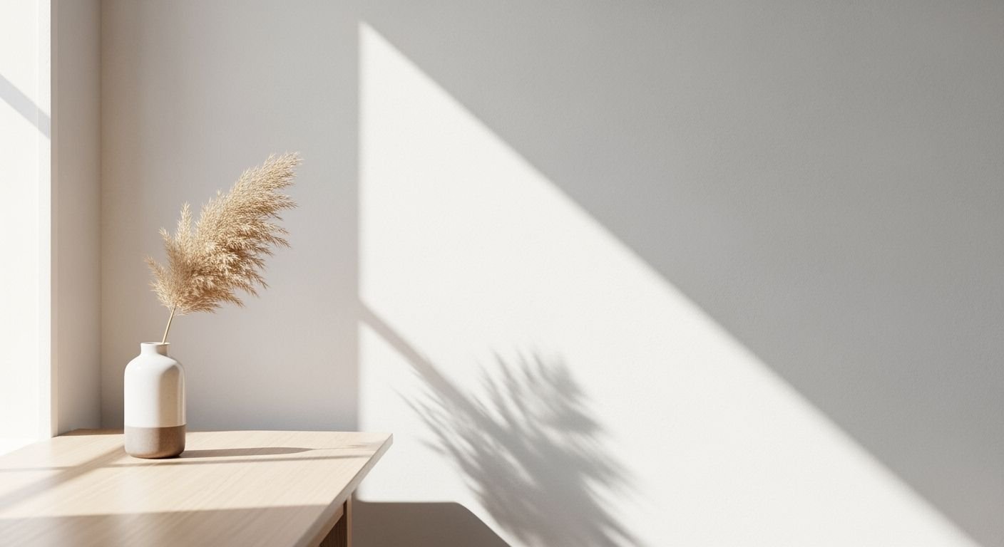 Vase sitting on top of a wooden table next to a window Background Image