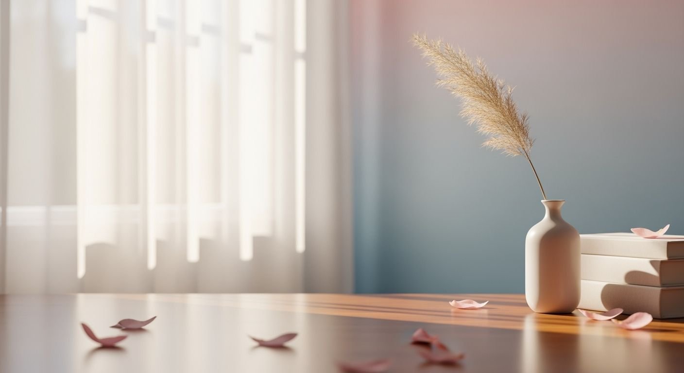 Vase with a plant in it sitting on a table Background Image
