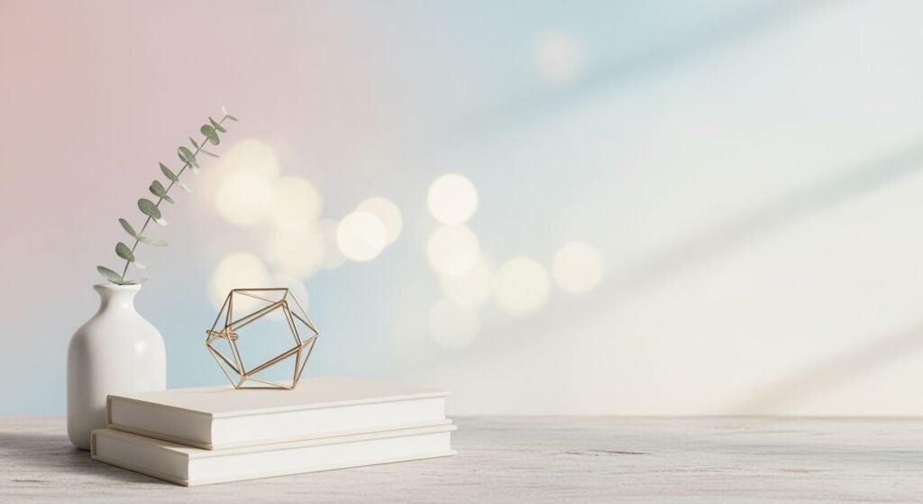 Vase with a plant on top of a stack of books Background Image