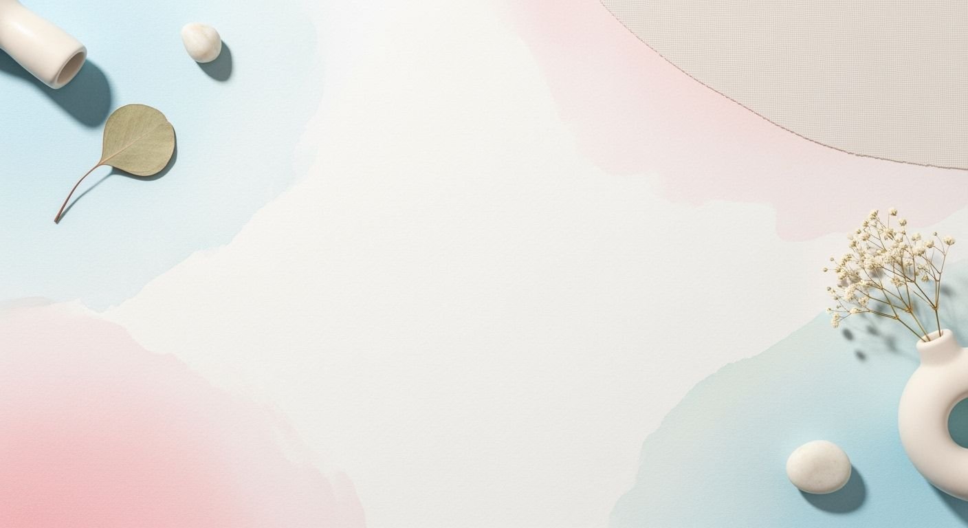 Vase with baby's breath and eucalyptus leaves on a blue and pink background Background Image