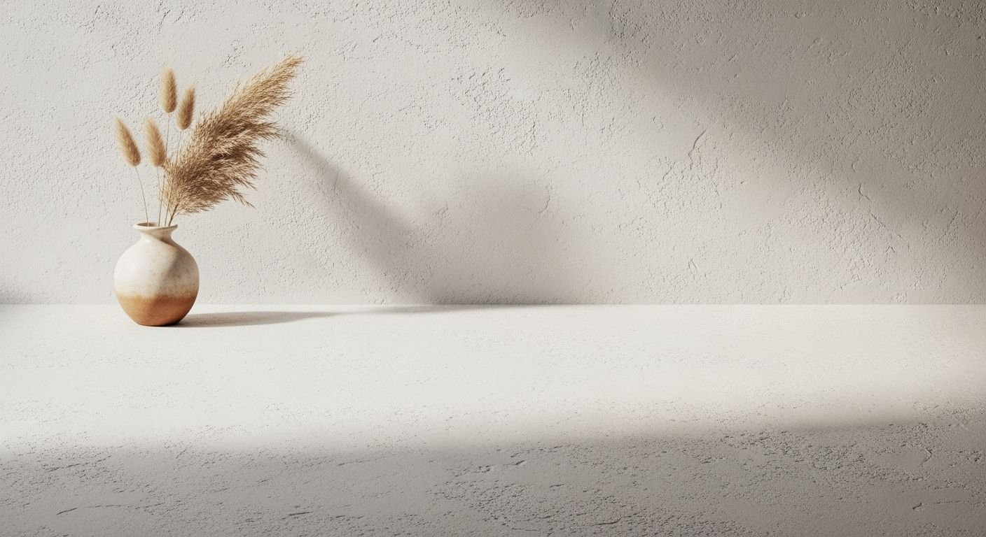 Vase with dried grass in it sitting on a table Background Image