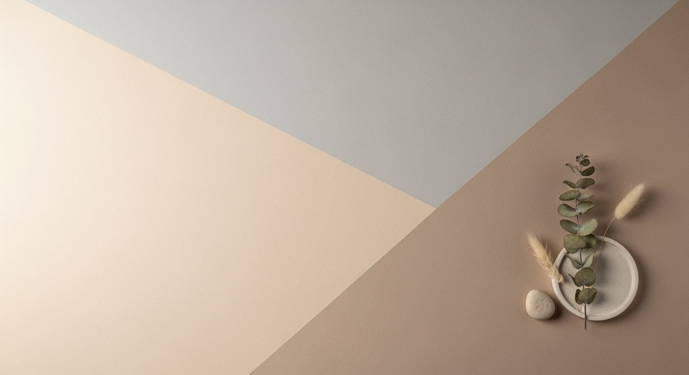 Vase with eucalyptus leaves on top of a wall Background Image