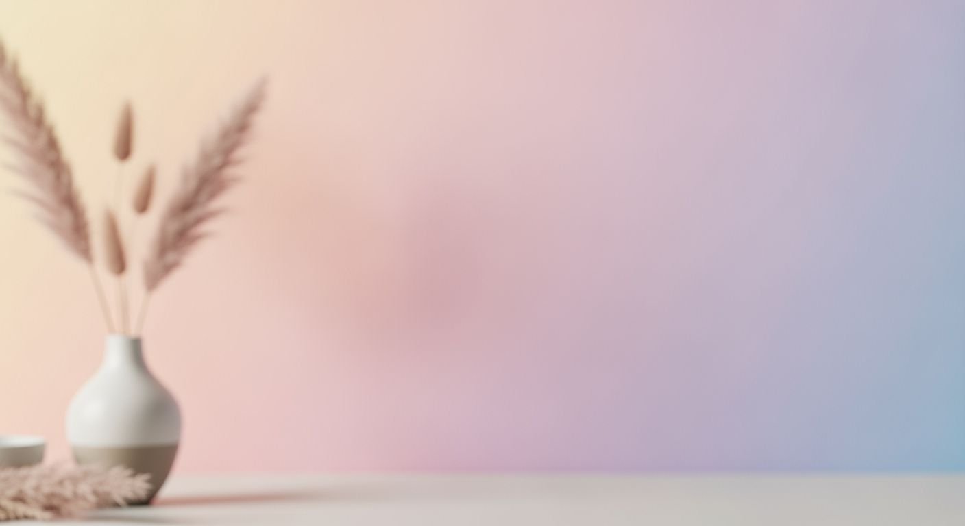 Vase with some flowers in it sitting on a table Background Image