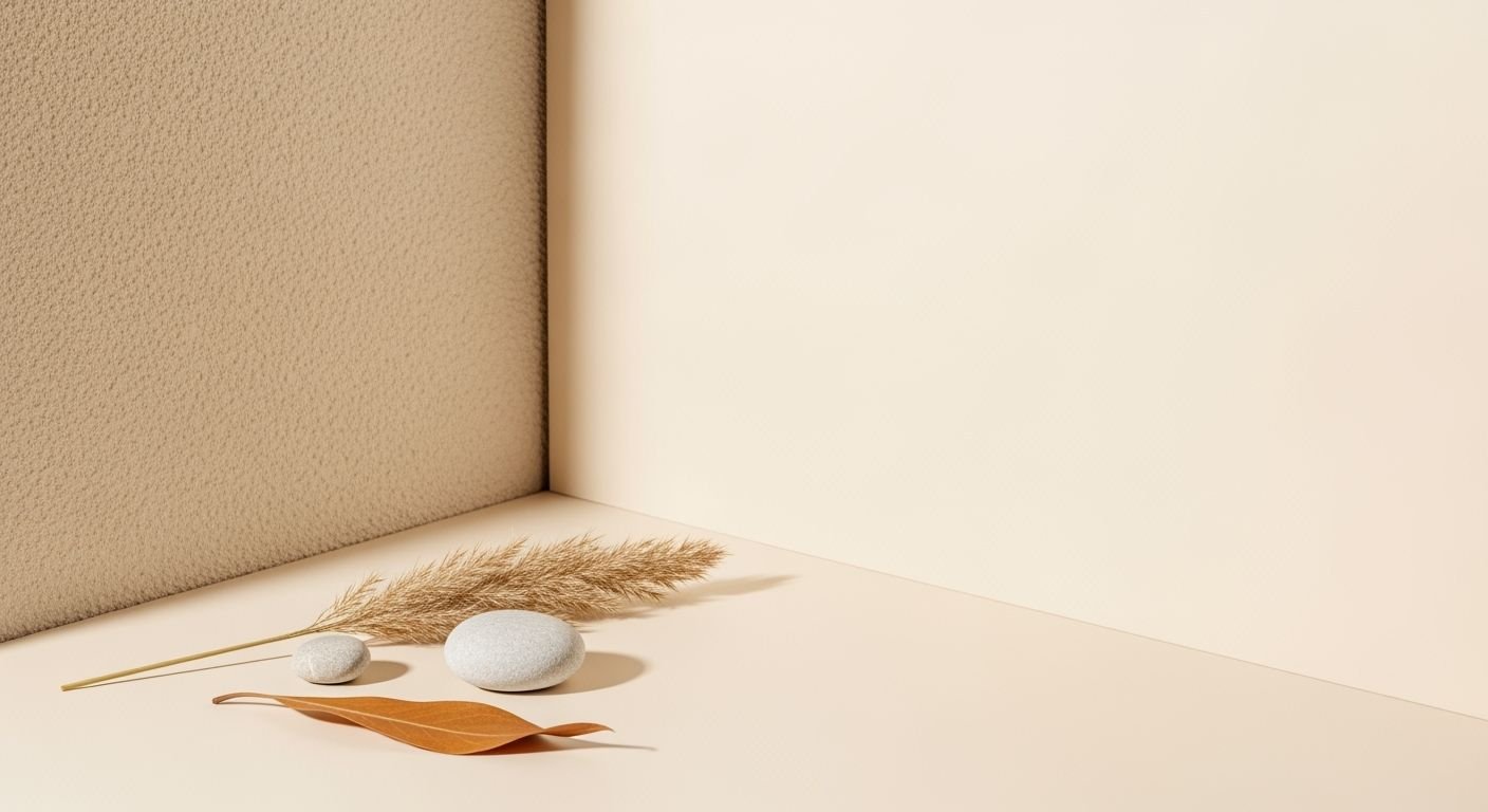 White ball sitting on top of a table next to a plant Background Image