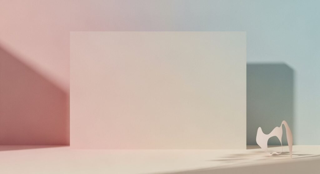 White card sitting on top of a table next to a pink wall Background Image