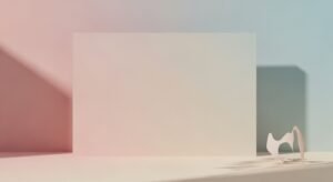 White card sitting on top of a table next to a pink wall Background Image