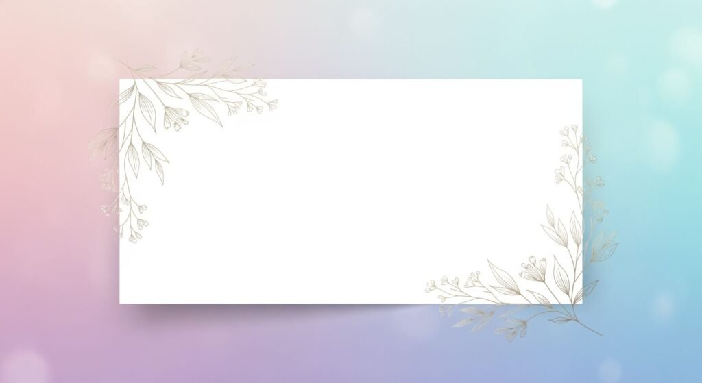 White card with a floral border on a blue and pink background Background Image