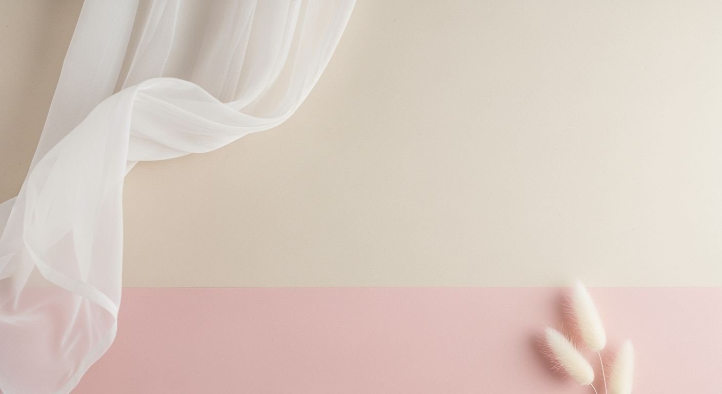 White curtain on a pink and white background Background Image