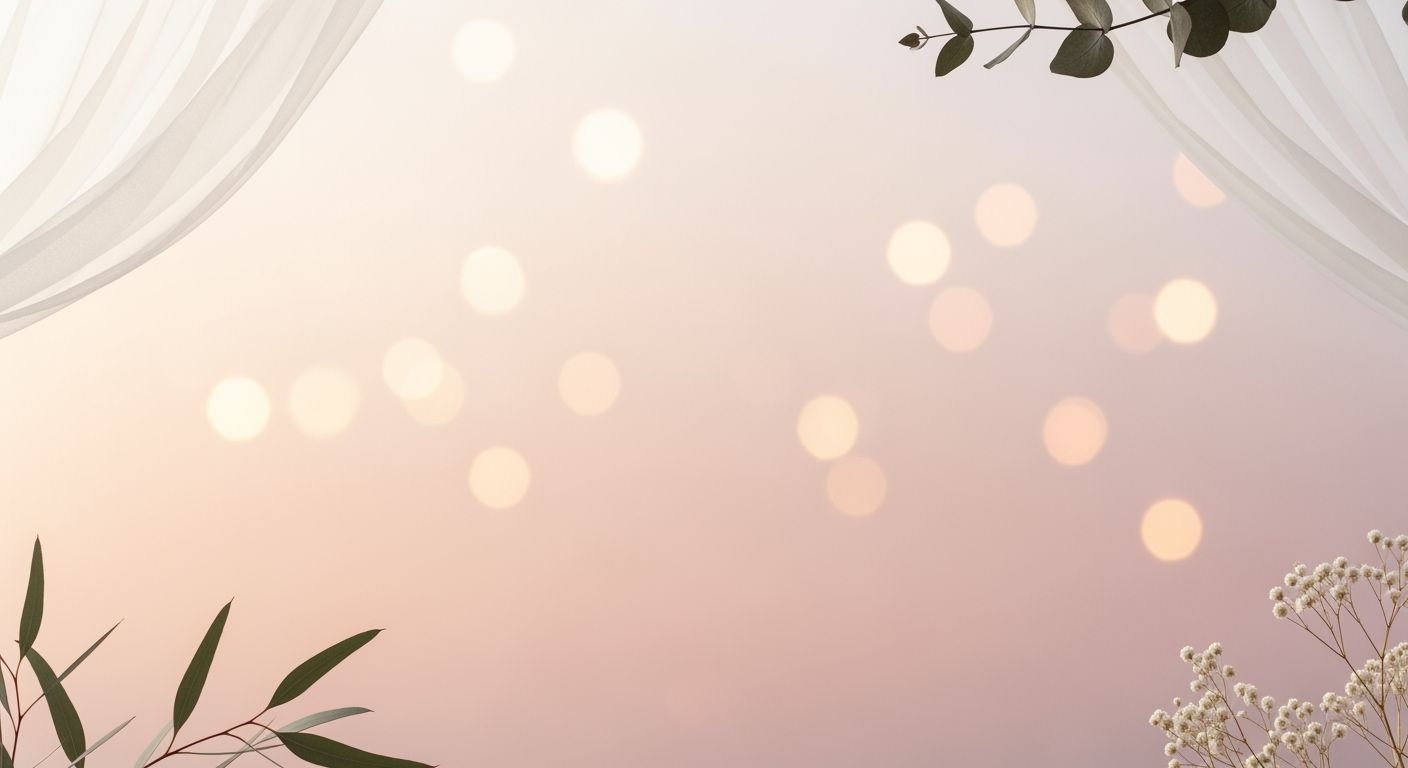 White curtain with eucalyptus leaves and flowers on it Background Image