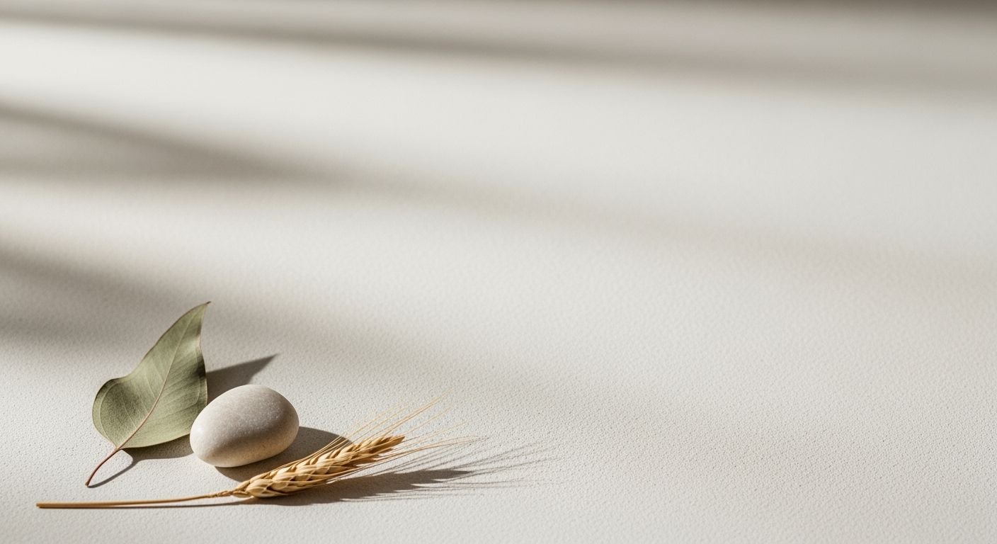 White egg sitting on top of a table next to a leaf Background Image