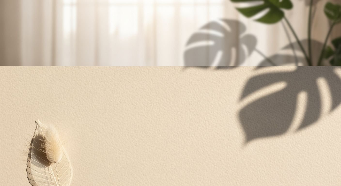 White feather hanging on a wall next to a plant Background Image