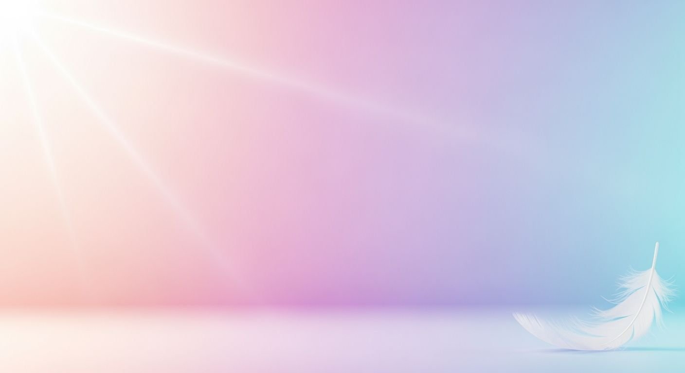 White feather on a blue and pink background Background Image