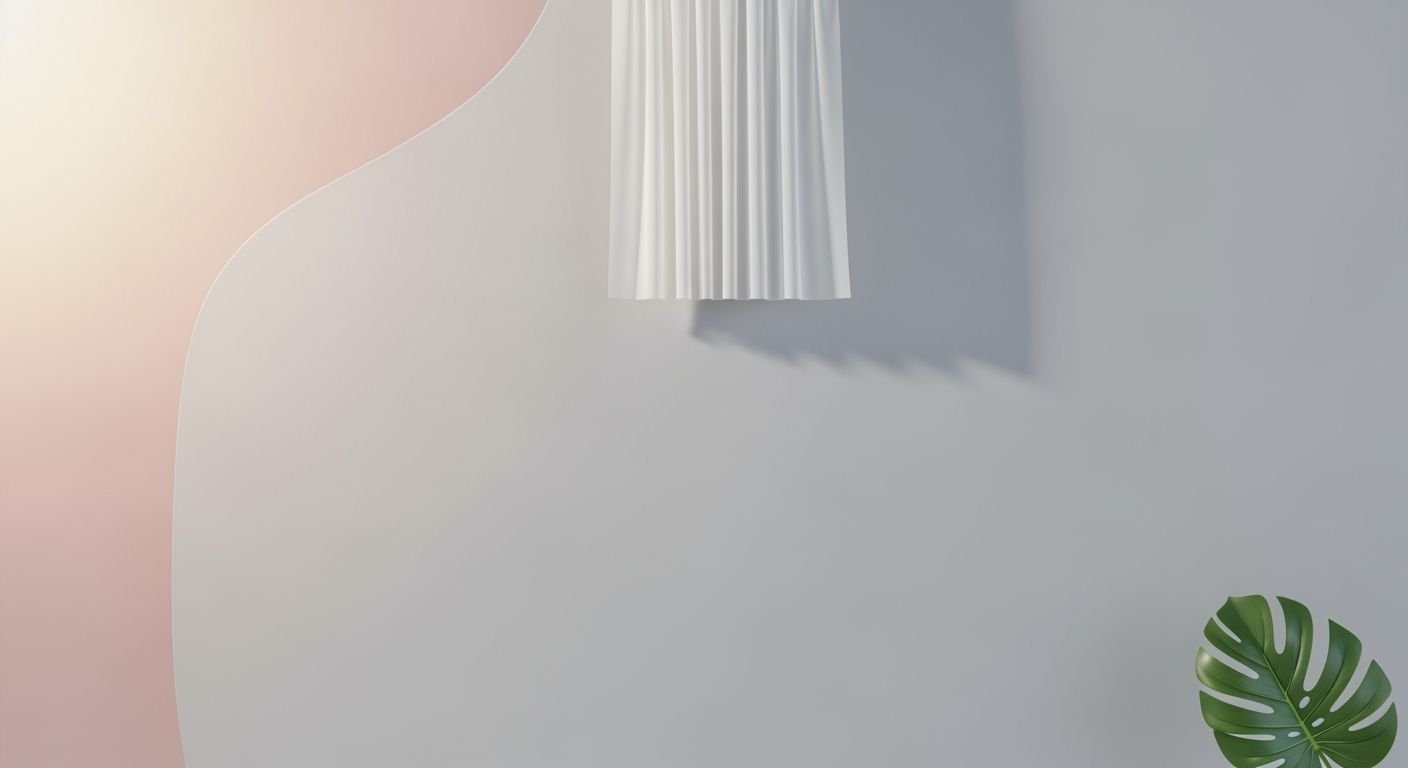 White lamp hanging from the ceiling next to a plant Background Image