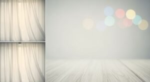 White room with a wooden floor and a white curtain Background Image