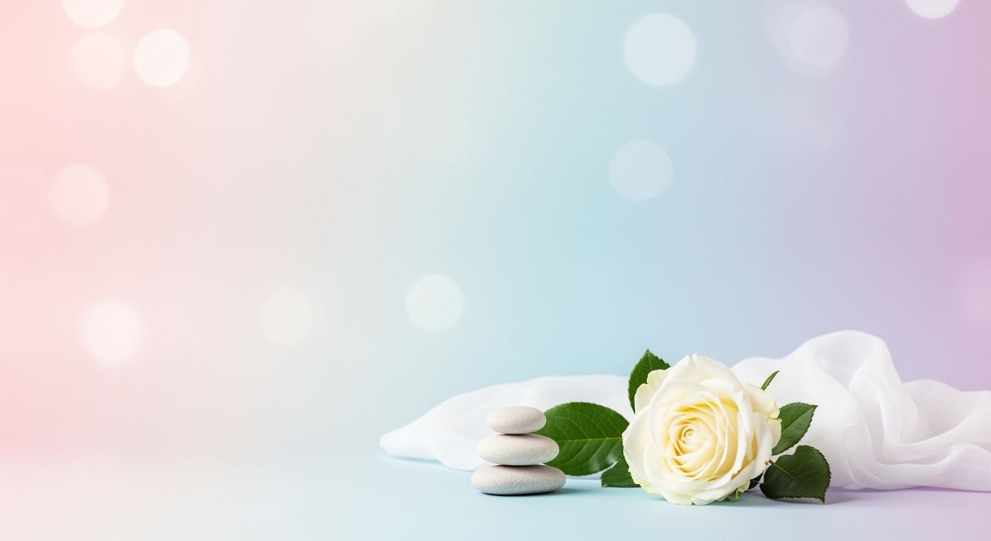 White rose sitting on top of a pile of rocks Background Image