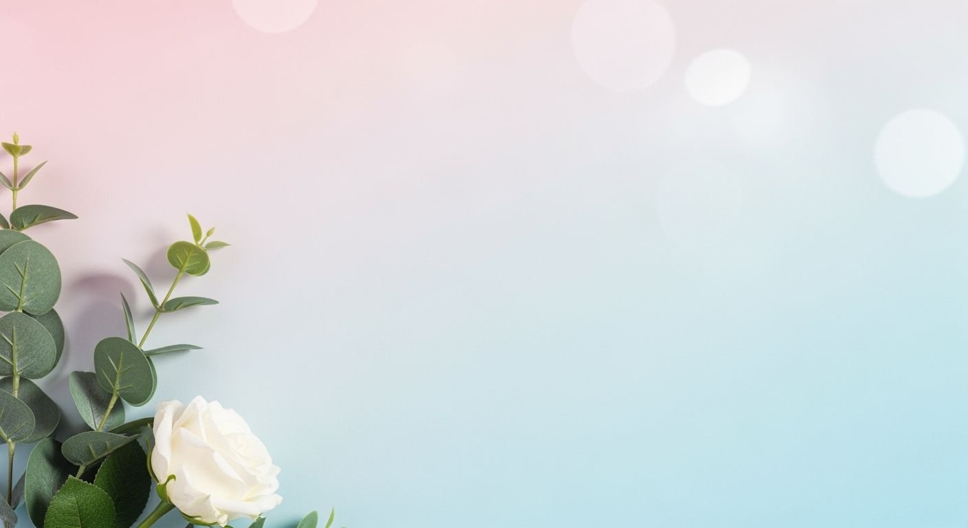 White rose with green leaves on a pink and blue background Background Image
