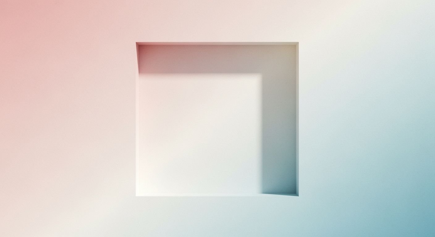 White square frame on a pink and blue wall Background Image