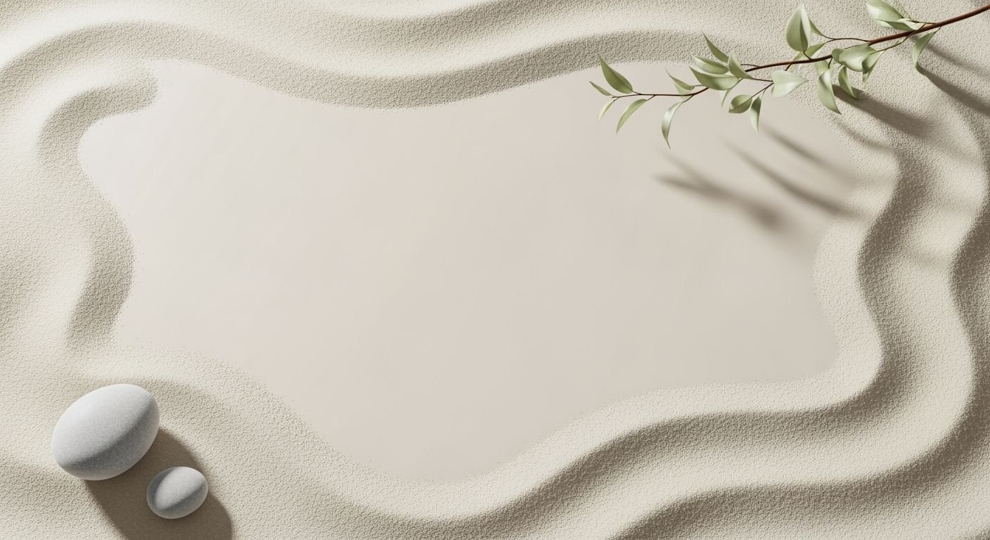 White stone sitting on top of a sandy beach next to a branch Background Image