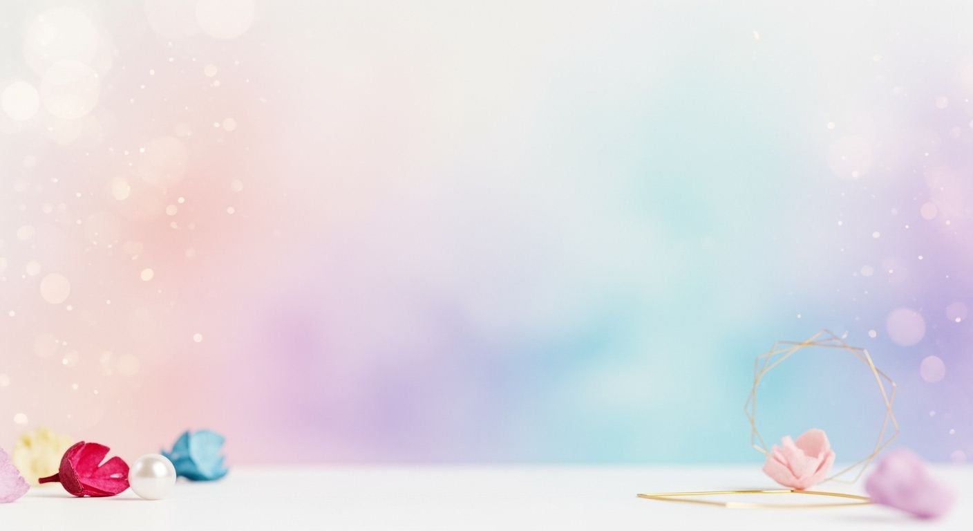 White table topped with pink and blue flowers Background Image