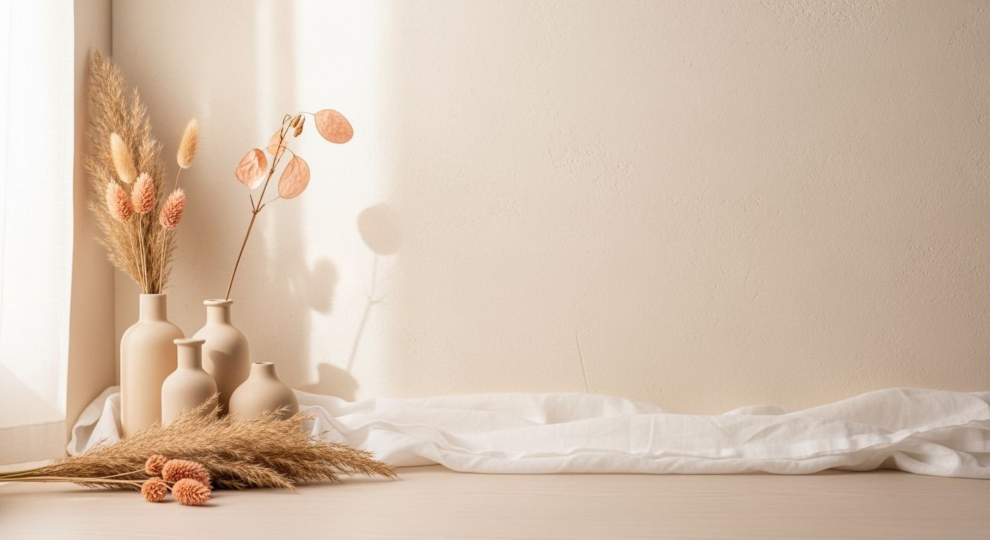 White table topped with vases filled with flowers next to a window Background Image