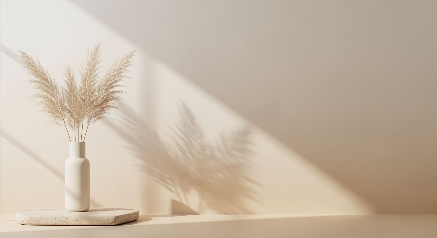 White vase sitting on top of a table next to a window Background Image