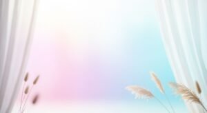 Window with white curtains and pampas grass in front of it Background Image