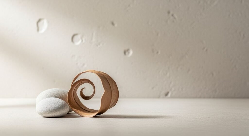 Wooden ring sitting on top of a white table Background Image