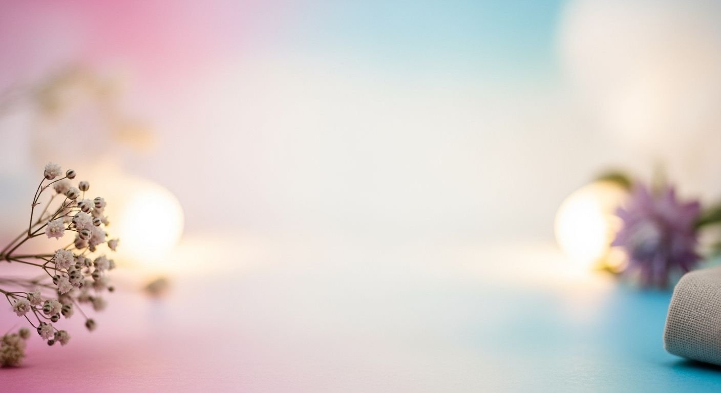 Yoga mat sitting on top of a table next to flowers Background Image